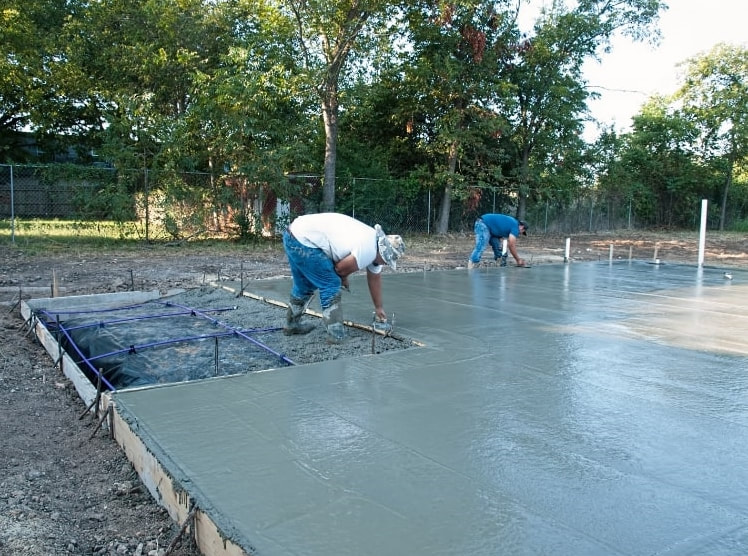 Concrete foundation being poured for new home build. 