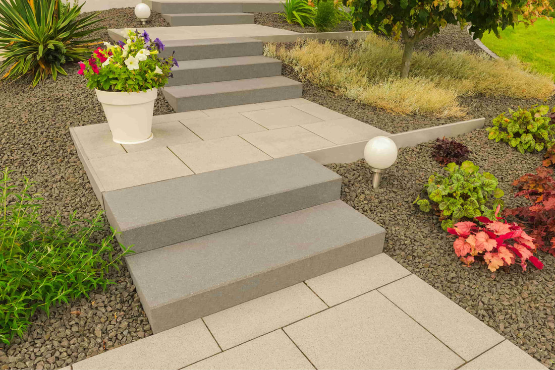Our client based in Vancouver wanted stamped concrete stairs in their backyard garden.